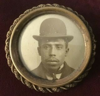 African American Photograph Vintage Mourning Pin