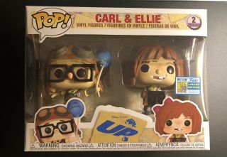 Funko Pop Disney - Carl And Ellie - Up Sdcc Official Sticker In Hand