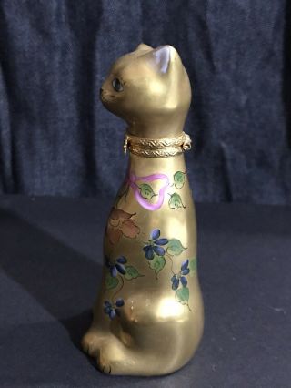 Limoges Box,  hand painted Gold Cat,  4.  5”,  305 4