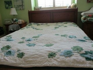 Vintage Handmade Quilt 64 X 72 Cotton 100 Ivy Pattern