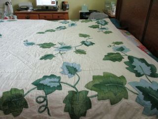 Vintage handmade quilt 64 X 72 cotton 100 Ivy pattern 3