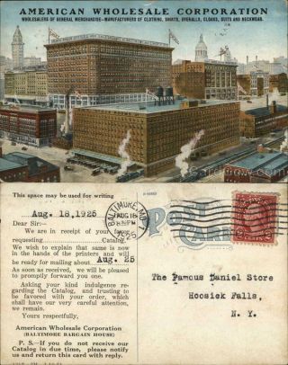 1925 Baltimore,  Md American Corporation Maryland Advertising Postcard