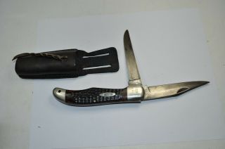 1940 - 64 Wwii U.  S.  N.  Case Xx 6265 Sab Folding Knife Jigged Red Bone With Sheath