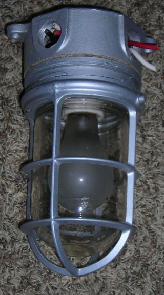 Explosion - Proof Light Fixture W/ Glass And Cage Vintage Steampunk