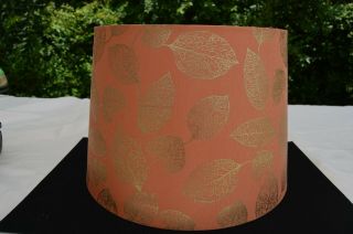 Vintage Mid - Century Lamp Shade Melon Gold Leaves Tapered Drum 9 1/4 Tall