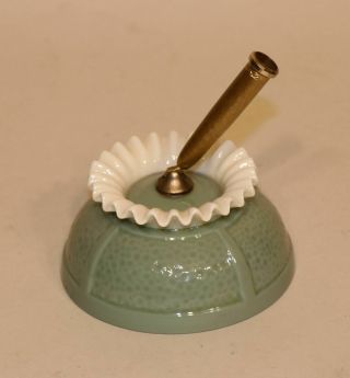 Lenox Sheaffers Green & White Porcelain Gold Moire Fountain Pen Holder Stand