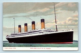 Rms Olympic - White Star Line Ocean Liner Steamship - Titanic Sister - Postcard