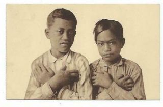 Molokai,  Territory Of Hawaii.  Two Children With Leprosy.  Missionary Card.