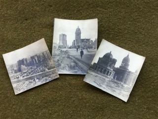 1906 San Francisco Earthquake & Fire 3 Snapshot Photos City Hall Street Scenes