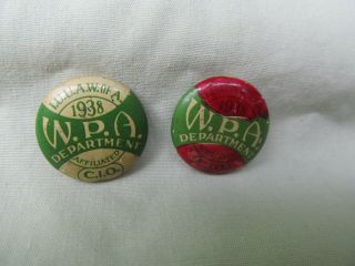 (2) 1938 U.  A.  W.  Auto Workers W.  P.  A.  Auxiliary Union Pinback Buttons /
