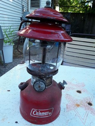 Vintage Coleman 200 A Red Single Mantle Gas Lantern