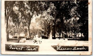 1910s Shenandoah,  Iowa Rppc Postcard Forest Park Children Fountain Babcock Photo