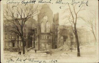 Albany Ny Calvary Baptist Church After 1928 Fire Real Photo Postcard