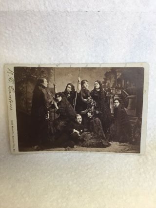Antique Sutherland Family Of Seven Sisters Cabinet Card With H.  Bailey,  Manager