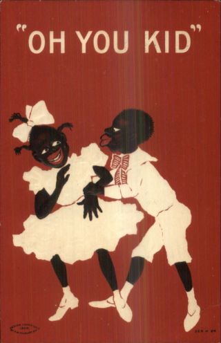 Black Americana Well - Dressed Children Oh You Kid C1910 Postcard