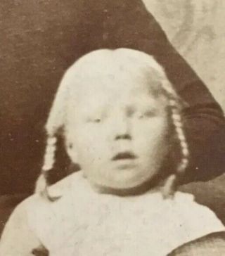Vintage Antique Cabinet Card Photograph Woman And Post Mortem Little Girl Child 2
