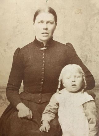 Vintage Antique Cabinet Card Photograph Woman And Post Mortem Little Girl Child 4