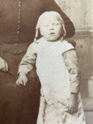Vintage Antique Cabinet Card Photograph Woman And Post Mortem Little Girl Child 6