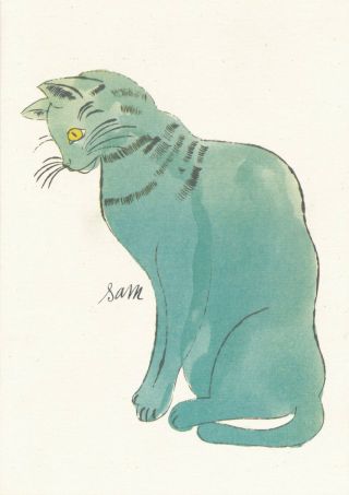 Andy Warhol 1954 - Cats Name Sam & One Blue Pussy - Cp1318 Vintage Postcard 1989