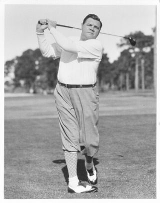 Babe Ruth Shows Off His Golf Swing 8x10 Photo Classic