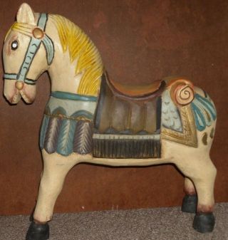 Primative Antique Carousel Rocking Horse Carved Wood Folk Art Toy
