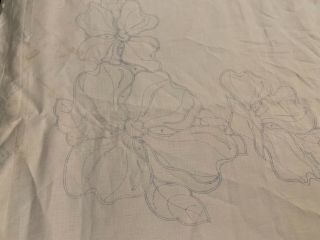 Vintage Stamped For Embroidery Dogwood Pattern Linen Tablecloth