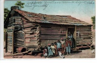 Black Americana,  " Seven Up " Seven Children - Vintage Postcard