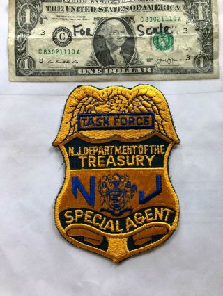 Dept.  Of Treasury Jersey Police Patch (task Force) Un - Sewn Great Shape Rare