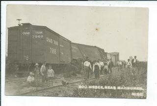 Mahnomen Mn Minnesota Rppc Postcard Soo Line Train Wreck