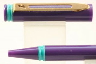 Vintage Waterman Forum Ballpoint Pen,  Dark Purple With Sea Green Piping