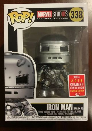 Funko Pop Marvel Iron Man Mark 1 338 2018 Sdcc Official Sticker Ship With Dhl