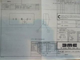 12 Small DELOREAN MOTOR Car Part Blueprints 3