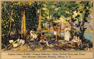 C21 - 7981,  Iroquois Indian Exhibit,  Albany Ny.  Postcard.