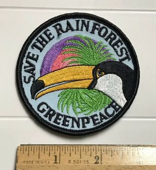 Greenpeace Save The Rainforest Toucan Bird Wildlife Conservation Round Patch