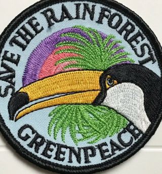 Greenpeace Save the Rainforest Toucan Bird Wildlife Conservation Round Patch 2