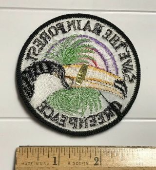 Greenpeace Save the Rainforest Toucan Bird Wildlife Conservation Round Patch 3