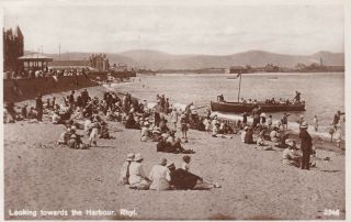 Rhyl - Looking Towards The Harbour,  People,  Boat - Real Photo