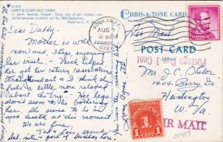 Lewis & Clark Salt Cairn South Seaside Oregon OR c1961 Postcard D74 2