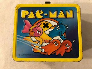 Vintage 1980 Pac - Man Aladdin Metal Lunchbox - No Thermos -