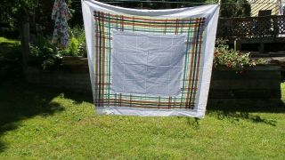 Vintage Pure Linen Tablecloth Shabby Paririe Farmhouse Style 48 " By 52 "