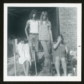 Hippie Couple Family Man Woman Vintage Photo Snapshot 1960s Fashion Long Hair