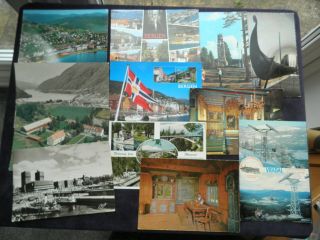 12 Postcards Norway,  Bergen,  Oslo,  Oseberg Ship,  Magnor,  VrÅdal,  Voss,  HÅverud