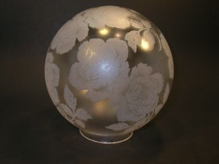 C1900 7 " Rose - Etched Glass Ball Light Fixture Pendant Shade.  3 1/4 " Fitter