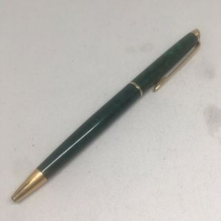 Waterman Hemisphere Ballpoint Pen Marble Green Lacquer Gold Pierced Clip France