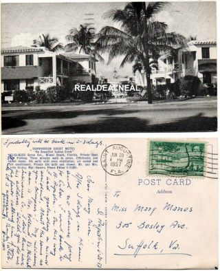 Miami Beach - Dunworkun Court Motel (1957) Real Photo Postcard Rare