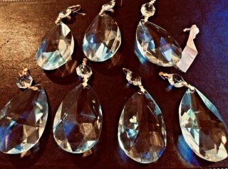 Vintage Large Crystal Tear Drop Chandelier Prisms 3 3/4” Drop 3” Body 1” Thick