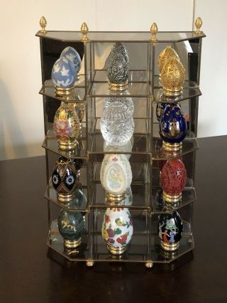 Franklin 12 Eggs With Glass & Brass Display Case