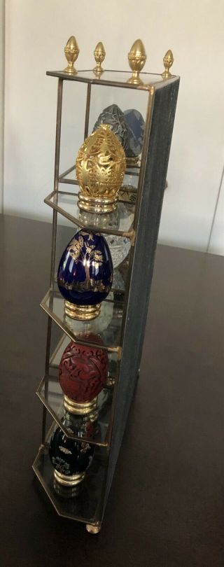 Franklin 12 Eggs With Glass & Brass Display Case 2