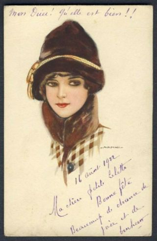 Nanni A/s Fashion Woman Wearing Brown Fur Hat And Neck Scarf - Postcard