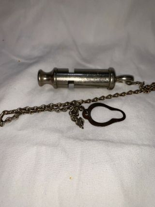 Vintage Municipal Police York Usa Police Whistle With Chain